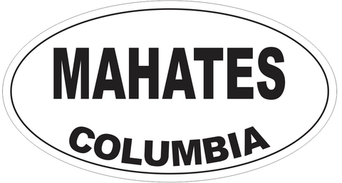 Mahates Columbia Oval Bumper Sticker or Helmet Sticker D4283