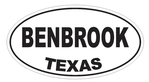 Benbrook Texas Oval Bumper Sticker or Helmet Sticker D3199 Euro Oval - Winter Park Products