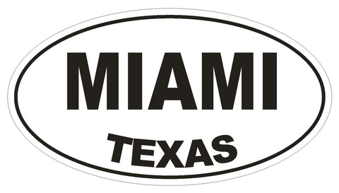 Miami Texas Oval Bumper Sticker or Helmet Sticker D1399 Euro Oval - Winter Park Products