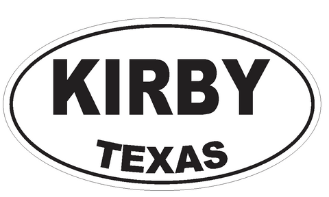 Kirby Texas Oval Bumper Sticker or Helmet Sticker D3556 Euro Oval - Winter Park Products