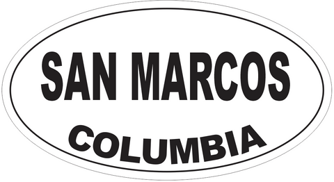 San Marcos Columbia Oval Bumper Sticker or Helmet Sticker D5508
