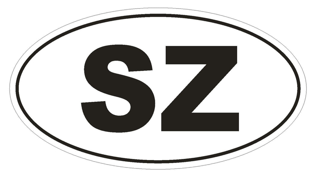 SZ Swaziland Oval Bumper Sticker or Helmet Sticker D2032 Country Code - Winter Park Products