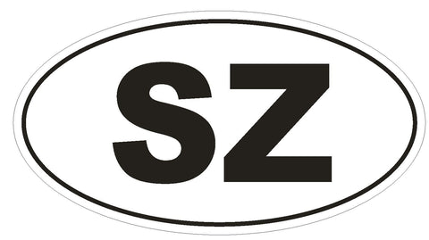 SZ Swaziland Oval Bumper Sticker or Helmet Sticker D2032 Country Code - Winter Park Products