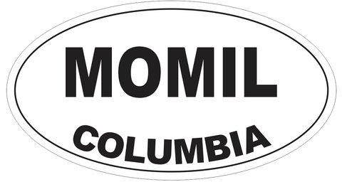 Momil Columbia Oval Bumper Sticker or Helmet Sticker D4455