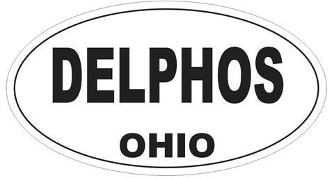 Delphos Ohio Oval Bumper Sticker or Helmet Sticker D6077