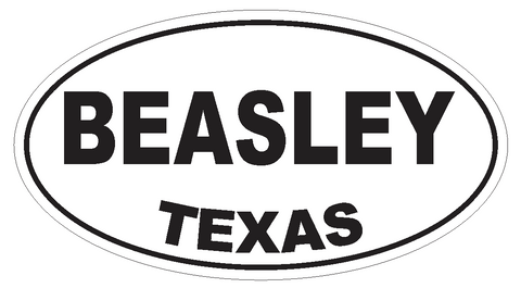 Beasley Texas Oval Bumper Sticker or Helmet Sticker D3209 Euro Oval - Winter Park Products