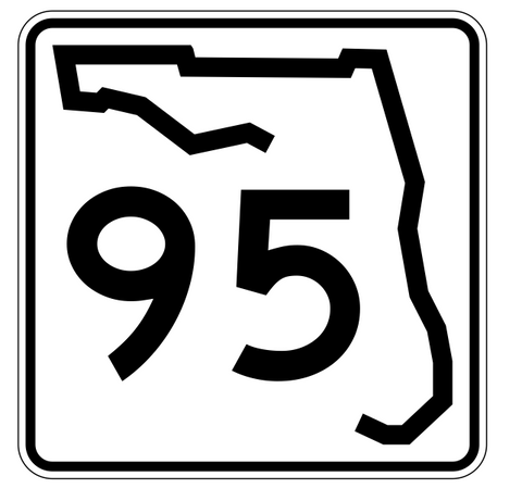 Florida State Road 95 Sticker Decal R1426 Highway Sign - Winter Park Products