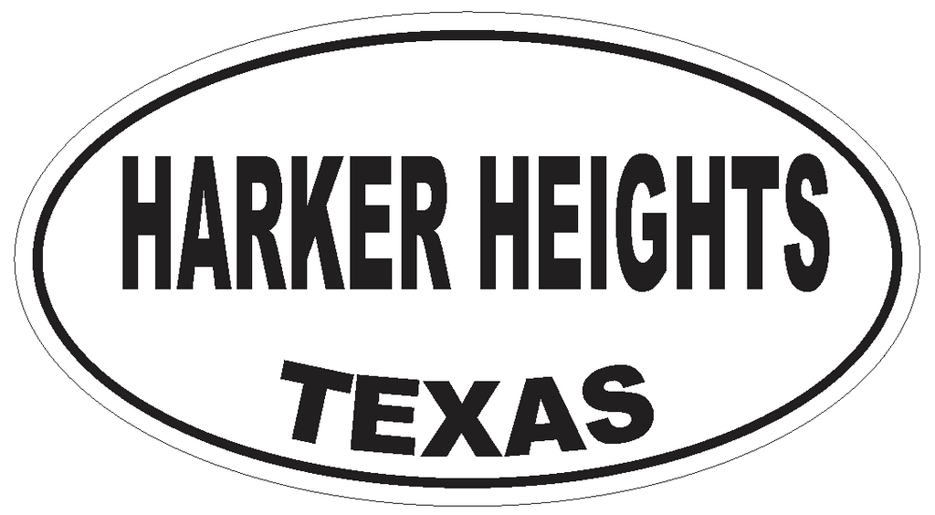 Harker Heights Texas Oval Bumper Sticker or Helmet Sticker D3456 Euro Oval - Winter Park Products