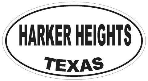 Harker Heights Texas Oval Bumper Sticker or Helmet Sticker D3456 Euro Oval - Winter Park Products