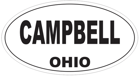Campbell Ohio Oval Bumper Sticker or Helmet Sticker D6051