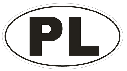 PL Poland Oval Bumper Sticker or Helmet Sticker D144 Euro Oval Country Code - Winter Park Products