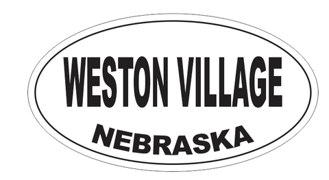 Weston Village Nebraska Oval Bumper Sticker or Helmet Sticker D7116 Euro Oval