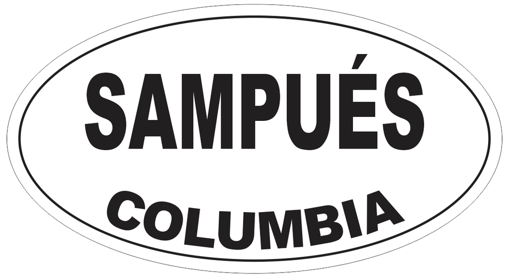 Sampues Columbia Oval Bumper Sticker or Helmet Sticker D4704