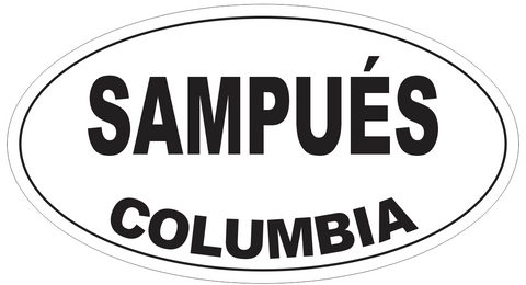 Sampues Columbia Oval Bumper Sticker or Helmet Sticker D4704