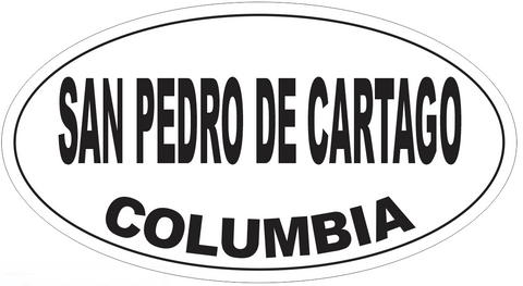 San Pedro de Cartago Columbia Oval Bumper Sticker or Helmet Sticker D5599