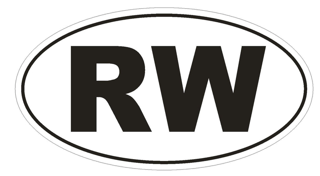 RW Rwanda Oval Bumper Sticker or Helmet Sticker D2016 Country Code - Winter Park Products