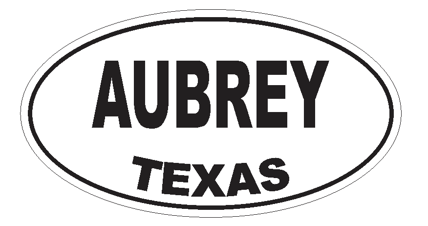 Aubrey Texas Oval Bumper Sticker or Helmet Sticker D3141 Euro Oval - Winter Park Products