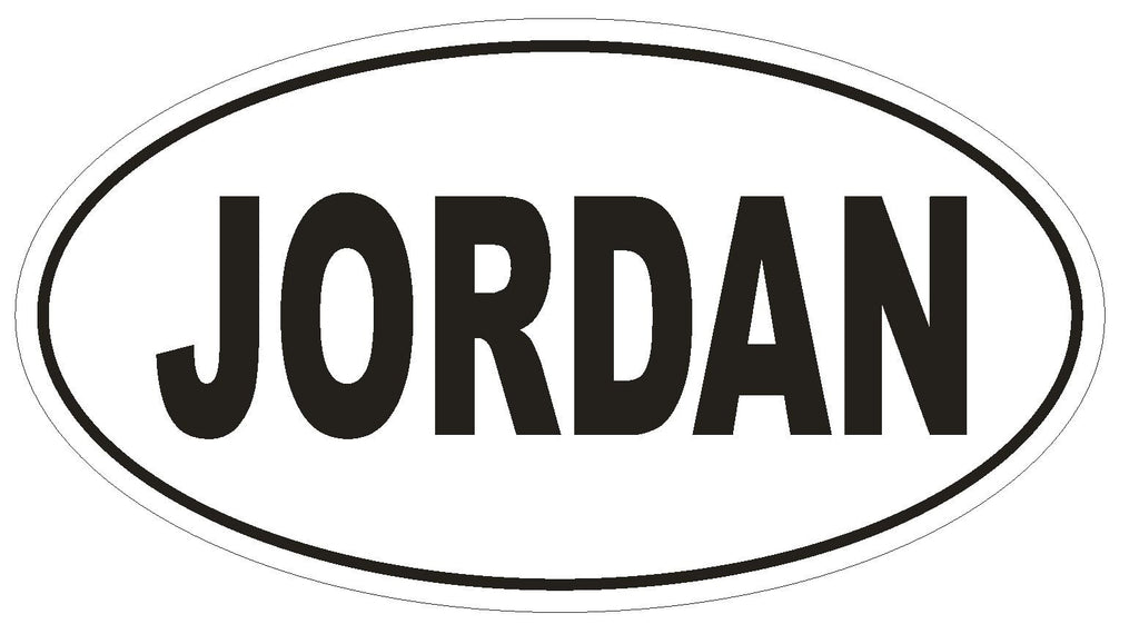Jordan Oval Bumper Sticker or Helmet Sticker D2173 Euro Oval Country Code - Winter Park Products