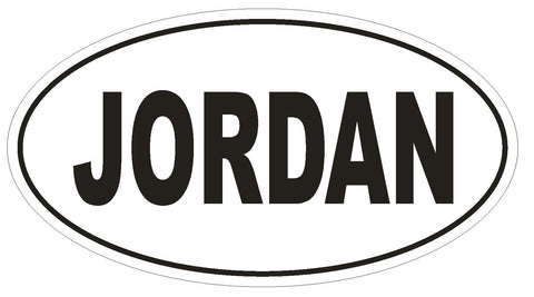 Jordan Oval Bumper Sticker or Helmet Sticker D2173 Euro Oval Country Code - Winter Park Products