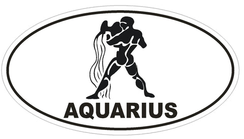 AQUARIUS Oval Bumper Sticker or Helmet Sticker D1880 Euro Oval Zodiac Horoscope - Winter Park Products