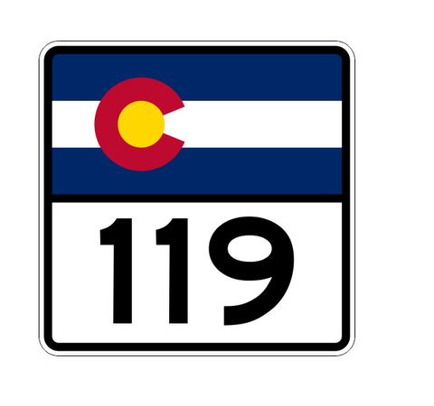 Colorado State Highway 119 Sticker Decal R1847 Highway Sign - Winter Park Products