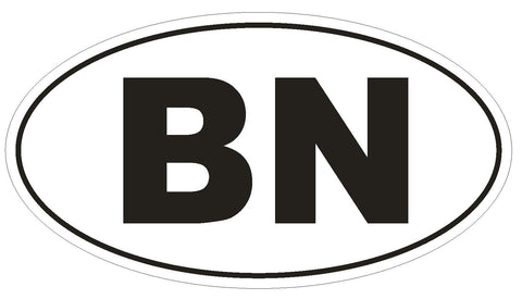 BN Brunei Darussalam Oval Bumper Sticker or Helmet Sticker D2104 Country Code - Winter Park Products
