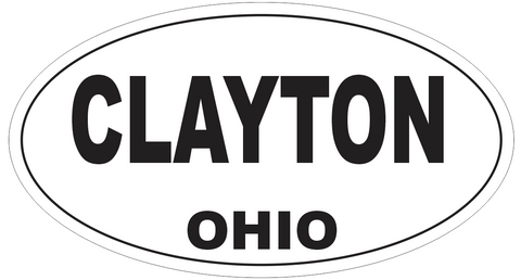 Clayton Ohio Oval Bumper Sticker or Helmet Sticker D6064