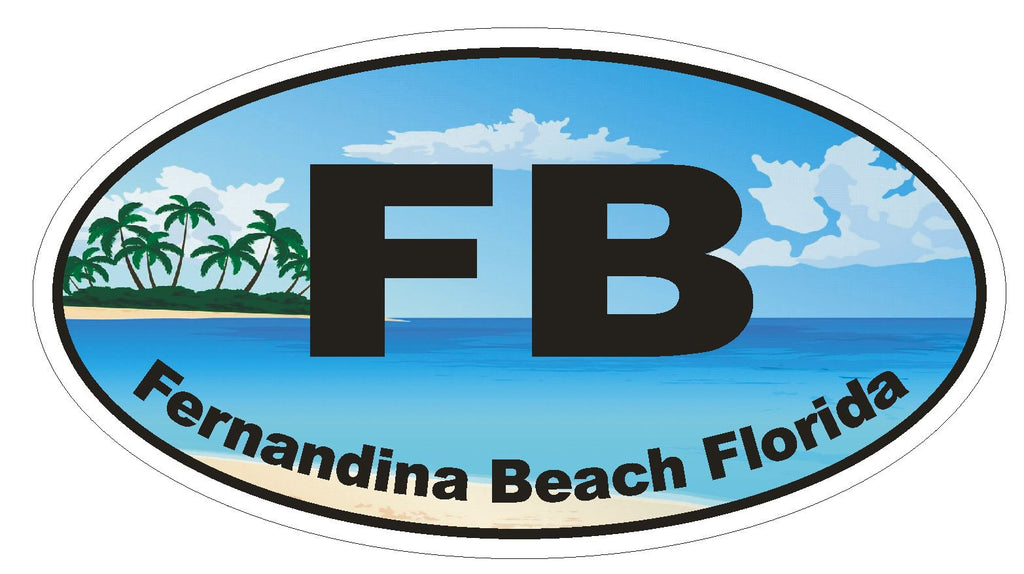 Fernandina Beach Florida Oval Bumper Sticker or Helmet Sticker D1295 Euro Oval - Winter Park Products