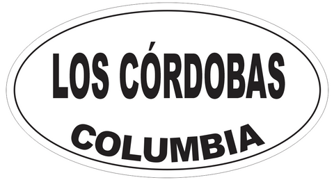Los Cordobas Columbia Oval Bumper Sticker or Helmet Sticker D5422
