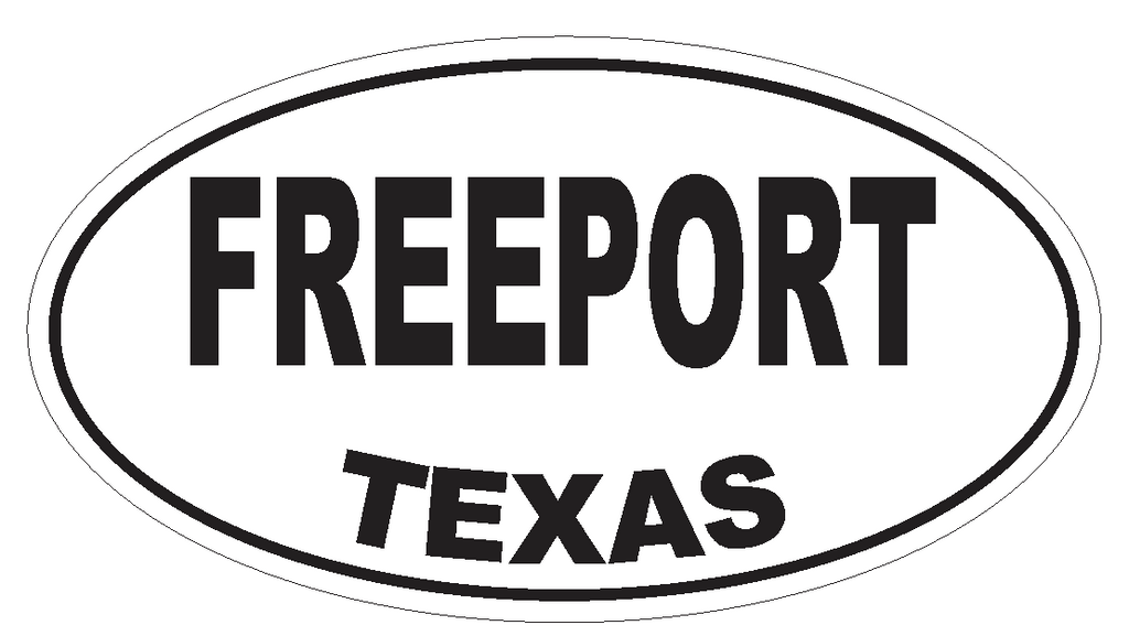 Freeport Texas Oval Bumper Sticker or Helmet Sticker D3398 Euro Oval - Winter Park Products