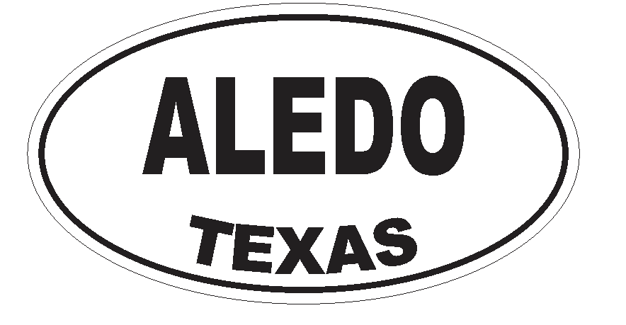 Aledo Texas Oval Bumper Sticker or Helmet Sticker D3108 Euro Oval - Winter Park Products
