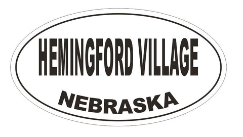 Hemingford Village Oval Bumper Sticker or Helmet Sticker D5080 Oval