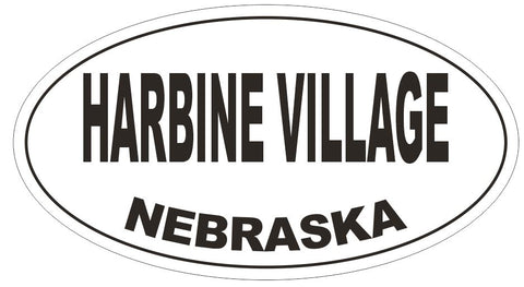 Harbine Village Oval Bumper Sticker or Helmet Sticker D5068 Oval