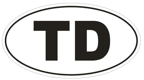 TD Chad Oval Bumper Sticker or Helmet Sticker D2109 Euro Oval Country Code - Winter Park Products