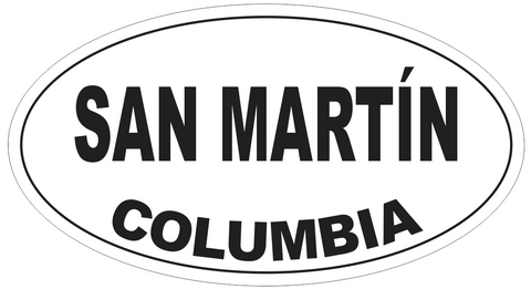 San Martin Columbia Oval Bumper Sticker or Helmet Sticker D5412