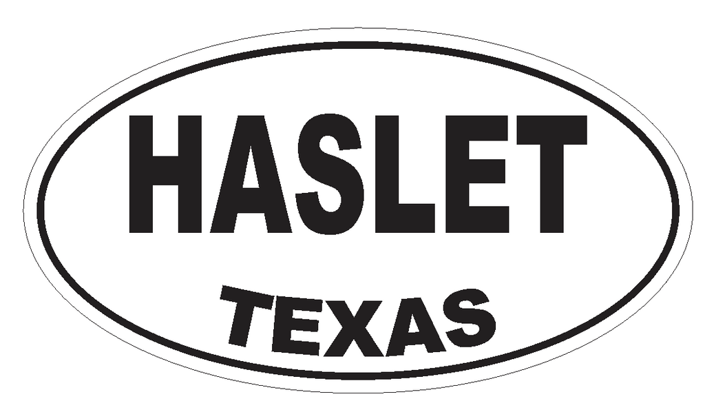 Haslet Texas Oval Bumper Sticker or Helmet Sticker D3480 Euro Oval - Winter Park Products