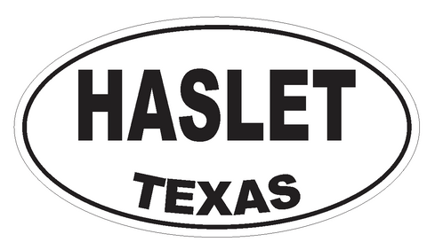 Haslet Texas Oval Bumper Sticker or Helmet Sticker D3480 Euro Oval - Winter Park Products