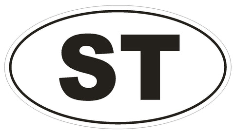 ST Sao Toms & Principe Oval Bumper Sticker or Helmet Sticker D2022 Country Code - Winter Park Products