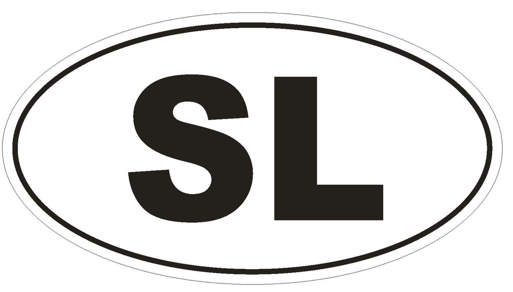 SL Sierra Leone Oval Bumper Sticker or Helmet Sticker D2025 Country Code - Winter Park Products