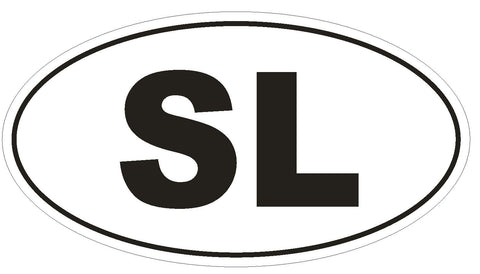 SL Sierra Leone Oval Bumper Sticker or Helmet Sticker D2025 Country Code - Winter Park Products