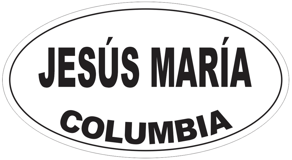 Jesus Maria Columbia Oval Bumper Sticker or Helmet Sticker D5497