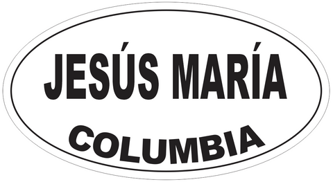 Jesus Maria Columbia Oval Bumper Sticker or Helmet Sticker D5497