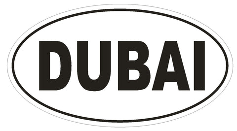 Dubai Oval Bumper Sticker or Helmet Sticker D2180 Euro Oval Country Code - Winter Park Products