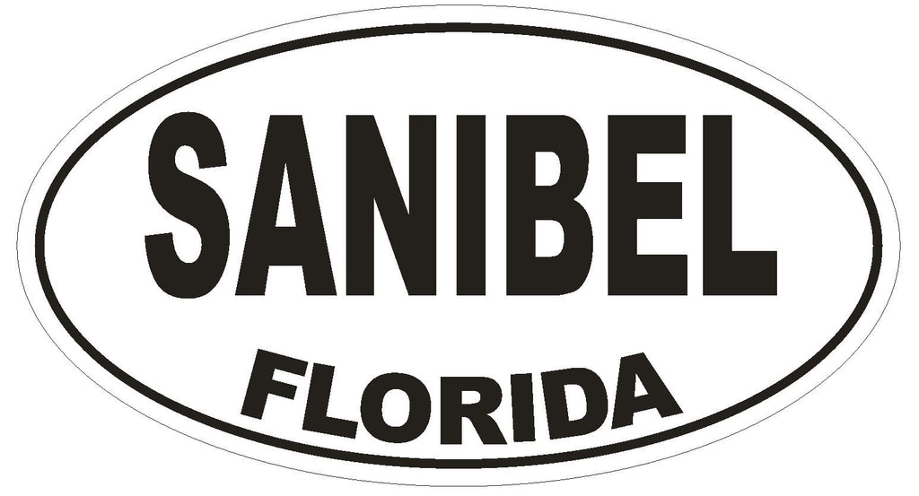 Sanibel Florida Oval Bumper Sticker or Helmet Sticker D1592 Euro Oval - Winter Park Products