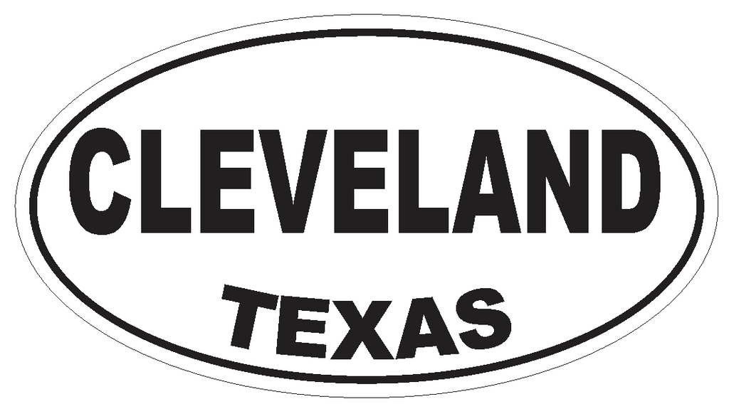 Cleveland Texas Oval Bumper Sticker or Helmet Sticker D3274 Euro Oval - Winter Park Products