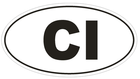 CI Cote D'Ivoire Ivory Coast Oval Bumper Sticker or Helmet Sticker D2105 Code - Winter Park Products