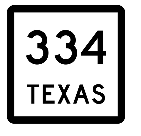 Texas State Highway 334 Sticker Decal R2629 Highway Sign