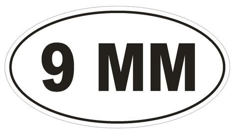 9 MM Oval Bumper Sticker or Helmet Sticker D2005 Euro Oval Gun Pistol Weapon - Winter Park Products