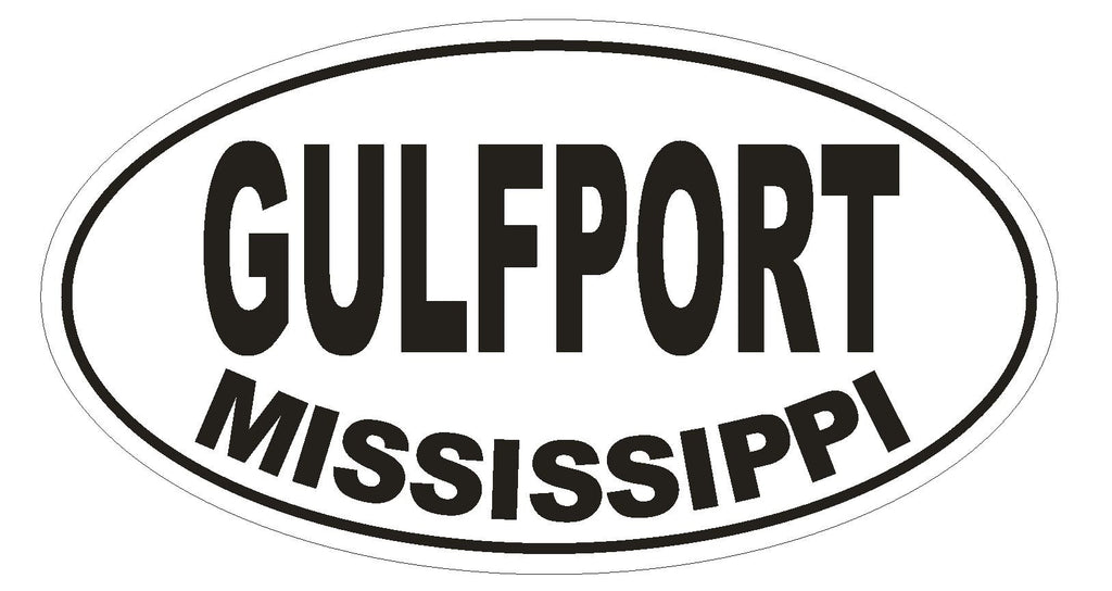 Gulfport Mississippi Oval Bumper Sticker or Helmet Sticker D1485 Euro Oval - Winter Park Products