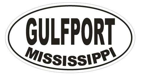 Gulfport Mississippi Oval Bumper Sticker or Helmet Sticker D1485 Euro Oval - Winter Park Products